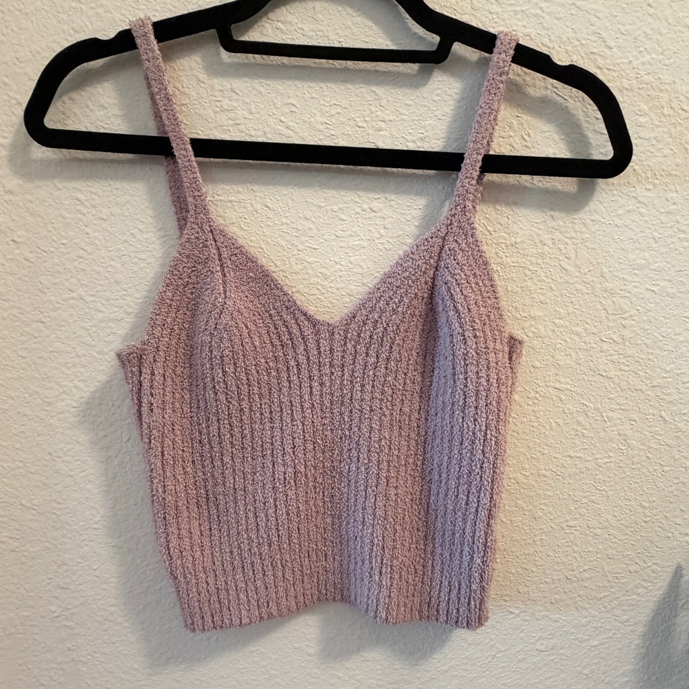 Altar’d State Cozy Mauve Sherpa Knit Tank Top | Size L - Picture 2 of 6